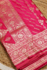Banarasi Double Katan Silk Saree in Pink with Intricate Zari Weaving