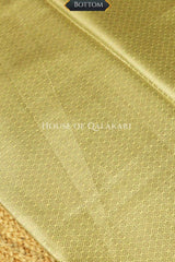 Chanderi Cotton Banarasi Unstitched Dress Material- Lemon Yellow with Neck design and floral bel design
