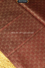 Chanderi Cotton Banarasi Unstitched Dress Material- Maroon with Neck design and floral bel design