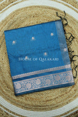 Banarasi Cotton Sarees with Zari Border and subtle pallu in Blue
