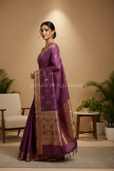 chiniya pure silk saree side pose