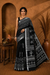 linen cotton saree 498 front pose