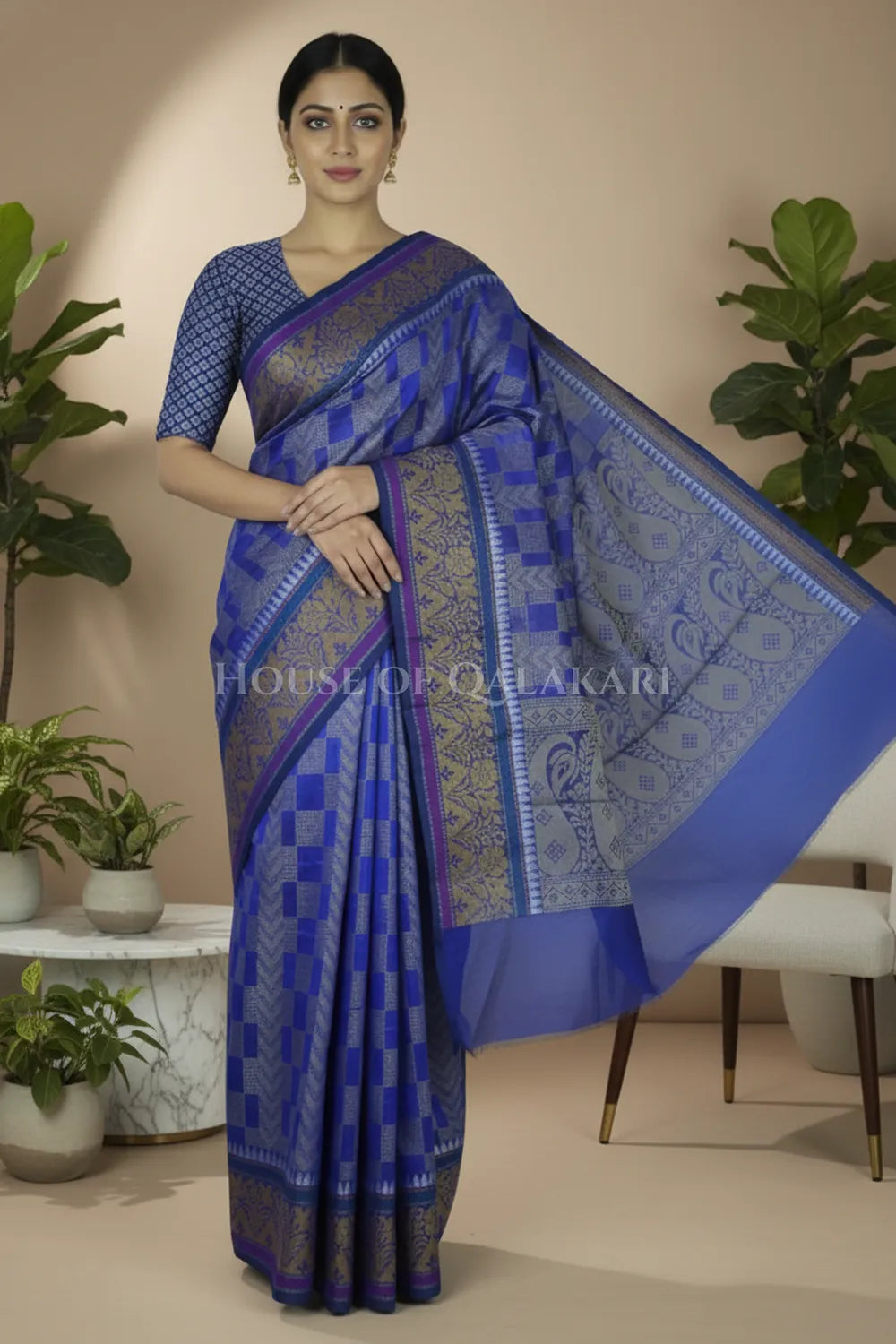 mulmul cotton patola saree 0434 front pose