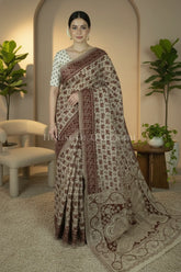 cotton kalamkari saree 0458 front pose