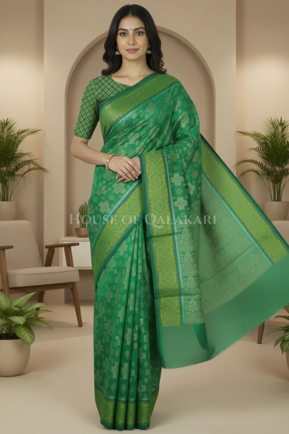 mulmul cotton patola saree 0429 front pose