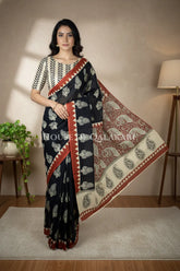 mulmul cotton bagru saree 403 front pose