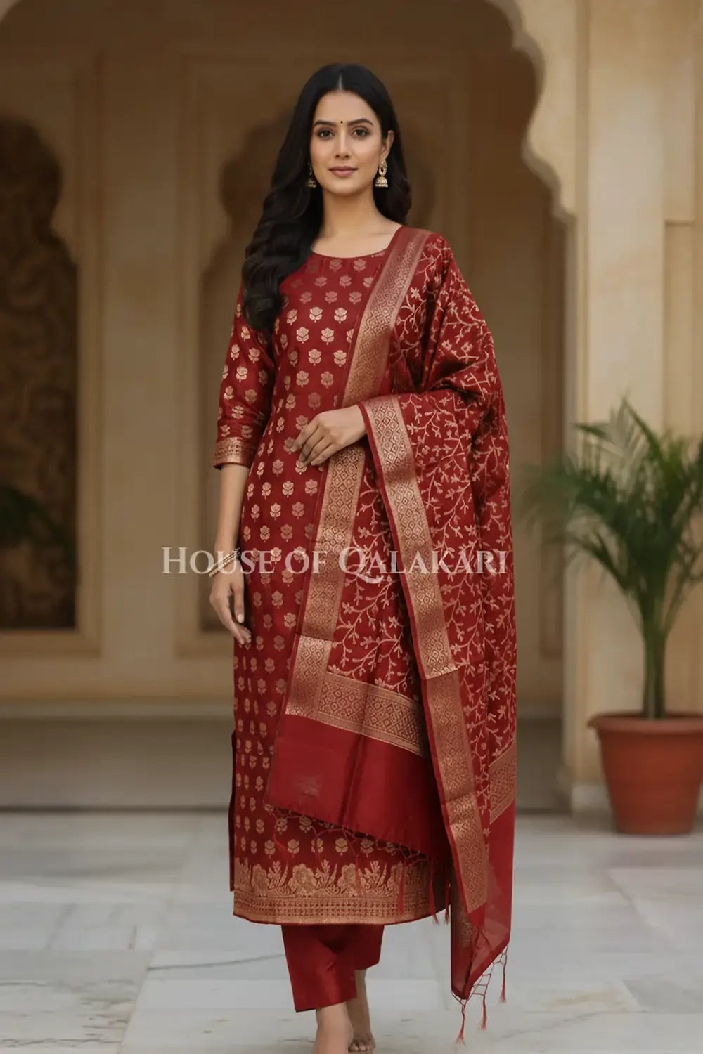 cotton silk blend dress material 0207 front pose