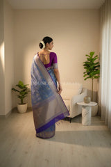 georget silk saree back pose