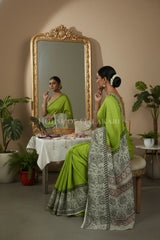 chennuri silk kalamkari saree 0447 sitting pose