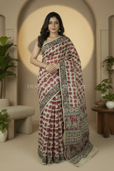 cotton kalamkari saree 0465 front pose