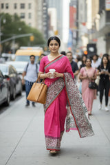 chennuri silk kalamkari saree 0450 outdoor pose