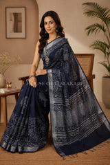 linen cotton saree 494 sitting pose