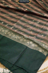Banarasi Cotton Silk blend Unstitched Dress Material in Bottle Green and with Bandhani-Leheriya inspired work – dupatta