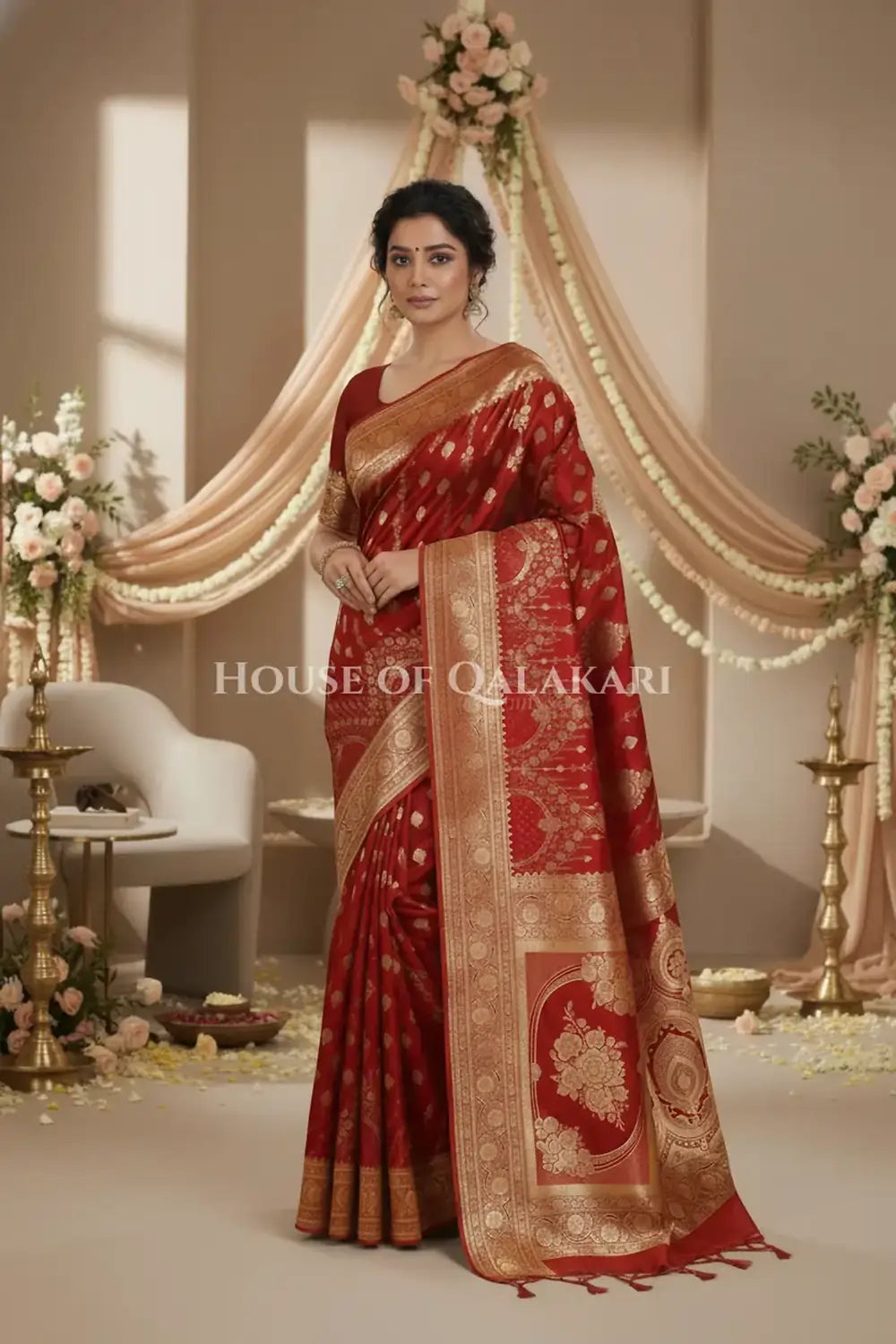 Double Katan Silk Saree front pose
