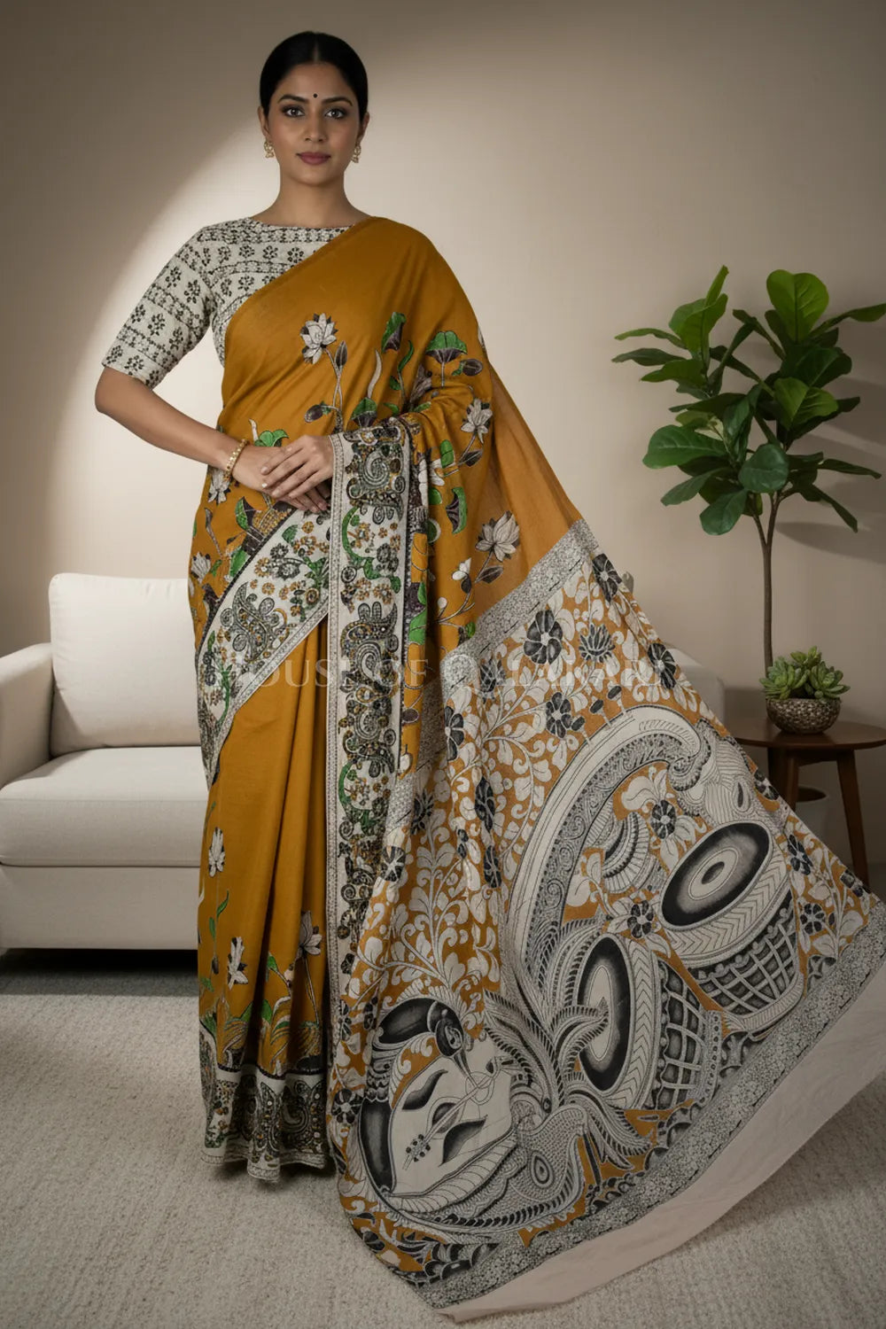cotton kalamkari saree 0464 front pose