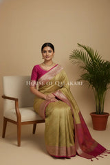 Tanchui Cotton Saree sitting pose