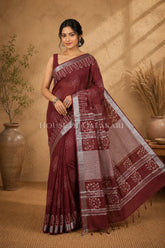 linen cotton saree 490 front pose