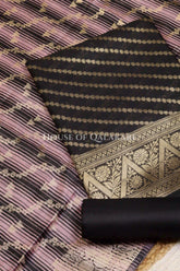 Banarasi Cotton Silk blend Unstitched Dress Material in Black and with Bandhani-Leheriya inspired work – product