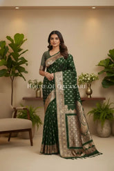 Double Katan Silk Saree front pose