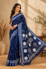 linen cotton saree 484 side pose
