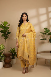 chanderi cotton dress material front pose