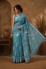 linen cotton saree 497 side pose