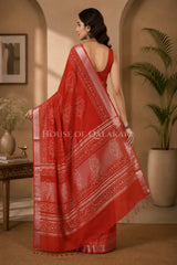 linen cotton saree 495 back pose