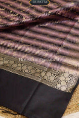 Banarasi Cotton Silk blend Unstitched Dress Material in Black and with Bandhani-Leheriya inspired work – dupatta