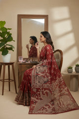 kota cotton kalamkari saree 0452 sitting pose