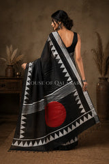 linen cotton saree 496 back pose