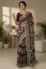 cotton kalamkari saree 0461 dramatic pose