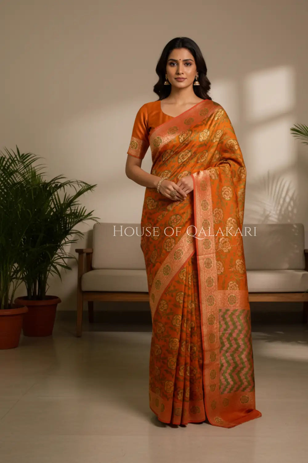 georget silk saree front pose