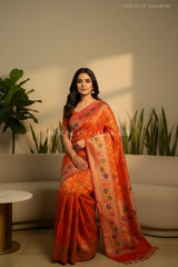 georget silk saree sitting pose