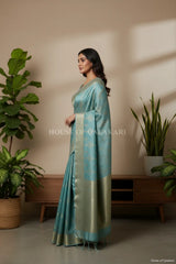 chiniya pure silk saree side pose