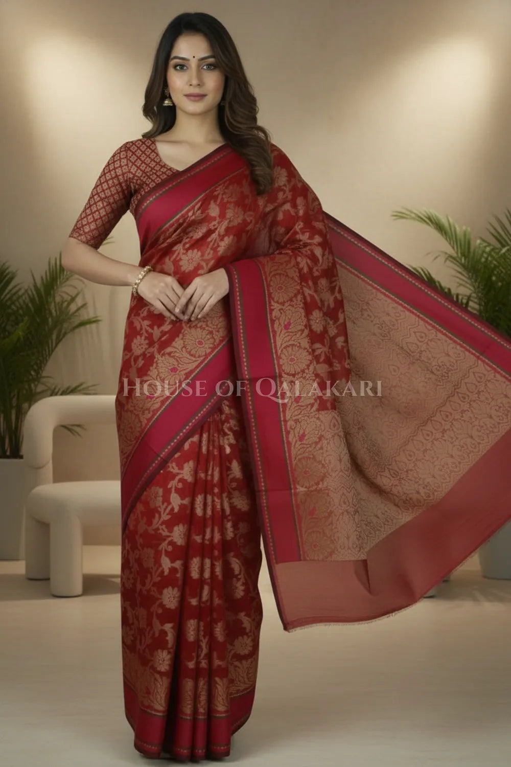 mulmul cotton patola saree 0413 front pose