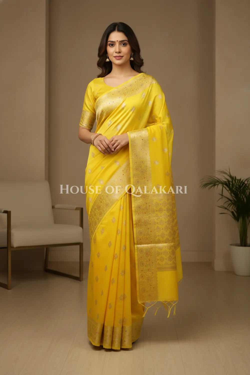moonga silk saree front pose