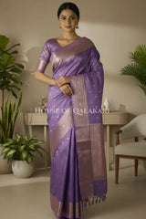Mushroom silk Saree front pose