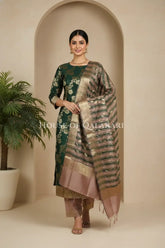 Cotton Silk blend Dress Material front pose