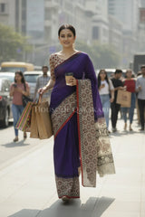chennuri silk kalamkari saree 0446 outdoor pose