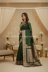 Double Katan Silk Saree side pose