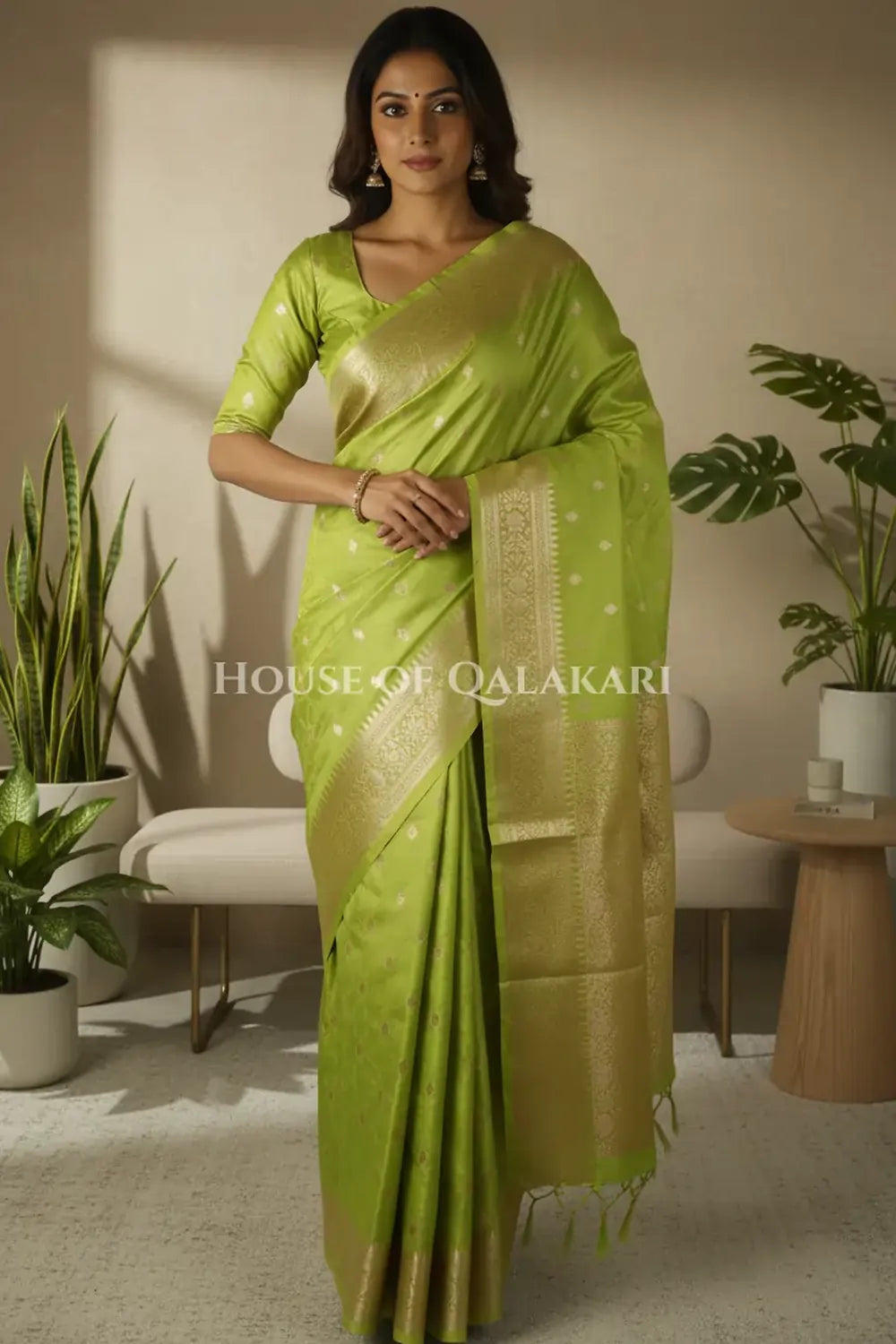 Mushroom silk Saree front pose