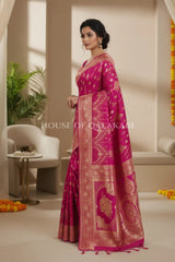 Double Katan Silk Saree side pose