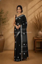 linen cotton saree 491 front pose