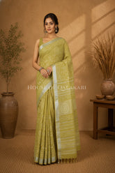 linen cotton saree 493 1front pose