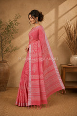 linen cotton saree 489 side pose