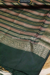 Banarasi Cotton Silk blend Unstitched Dress Material in Bottle Green and with gol buti( Polka dots) inspired work – dupatta