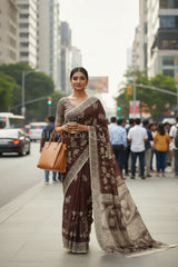 cotton kalamkari saree 0457 outdoor pose