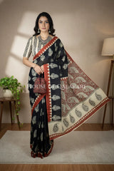 mulmul cotton bagru saree 403 dramatic pose