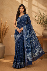 linen cotton saree 486 front pose