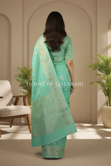 chiniya pure silk saree back pose